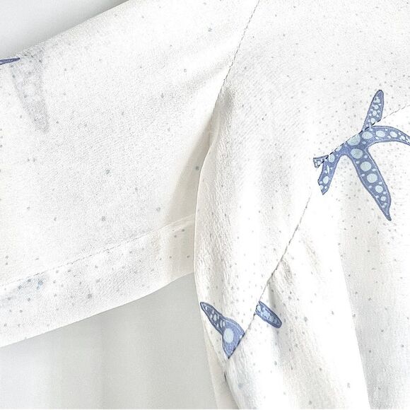 Rixo London Starfish Jane Ruffle-trimmed printed silk-crepe blouse Size Small - Picture 12 of 16